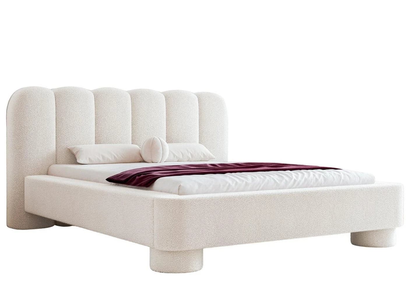 Compleo Polsterbett Boucle Weiß Japandi Design