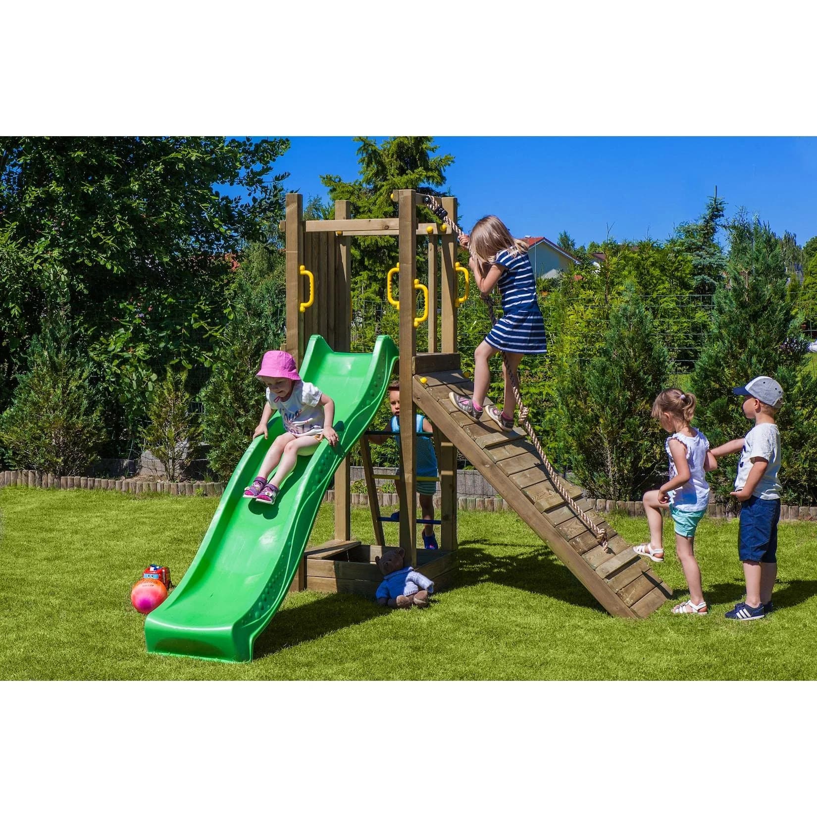 FUNGOO Spielturm Funny3 mit Sandkasten und Rutsche