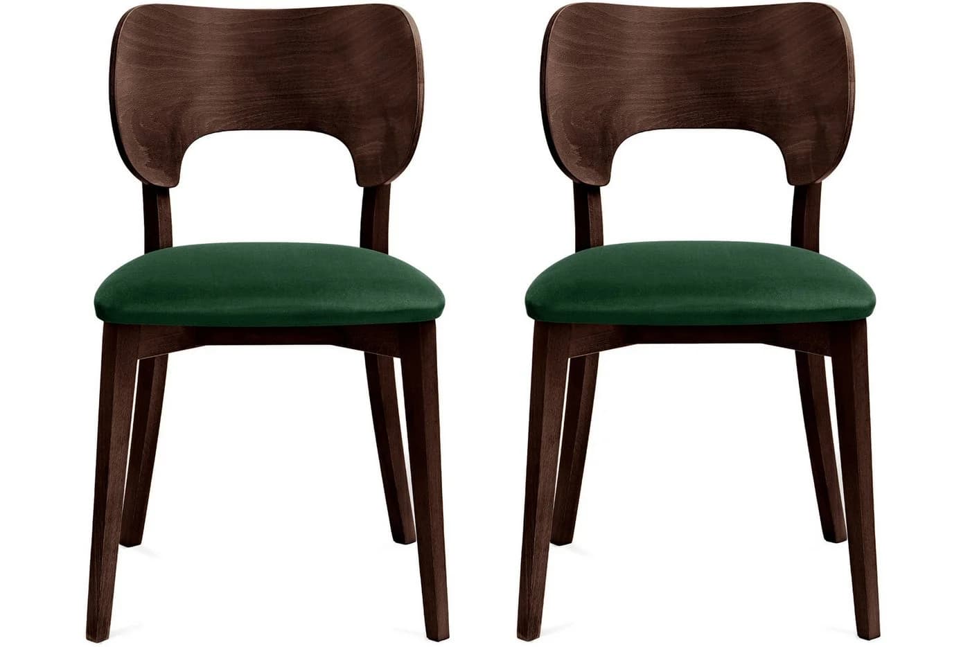 KONSIMO® Holzstuhl LYCO Set 2 St. Walnuss Massivholz Veloursitz
