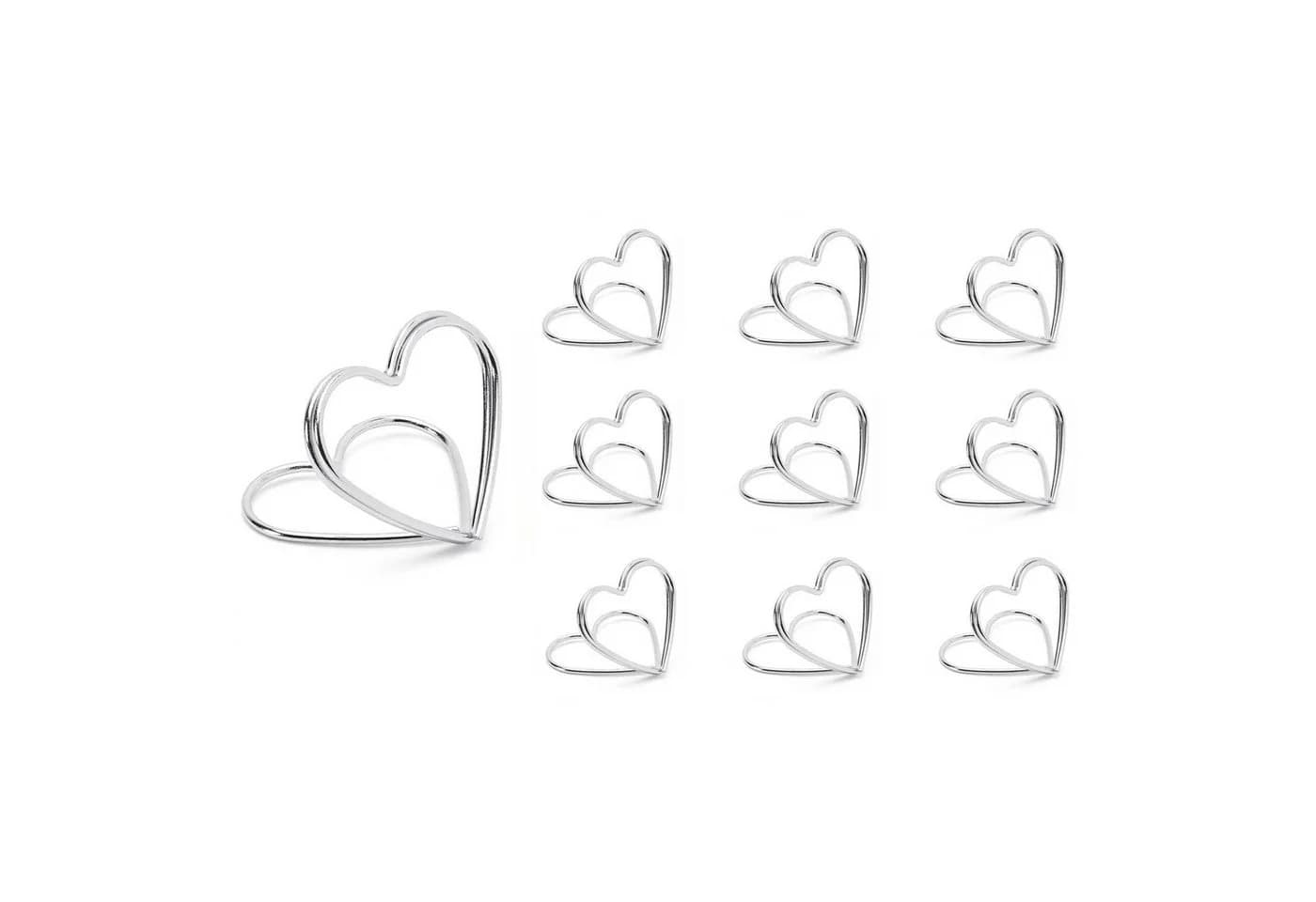 partydeco Tischkartenhalter Herz 2,5cm Metall silber 10 Stück
