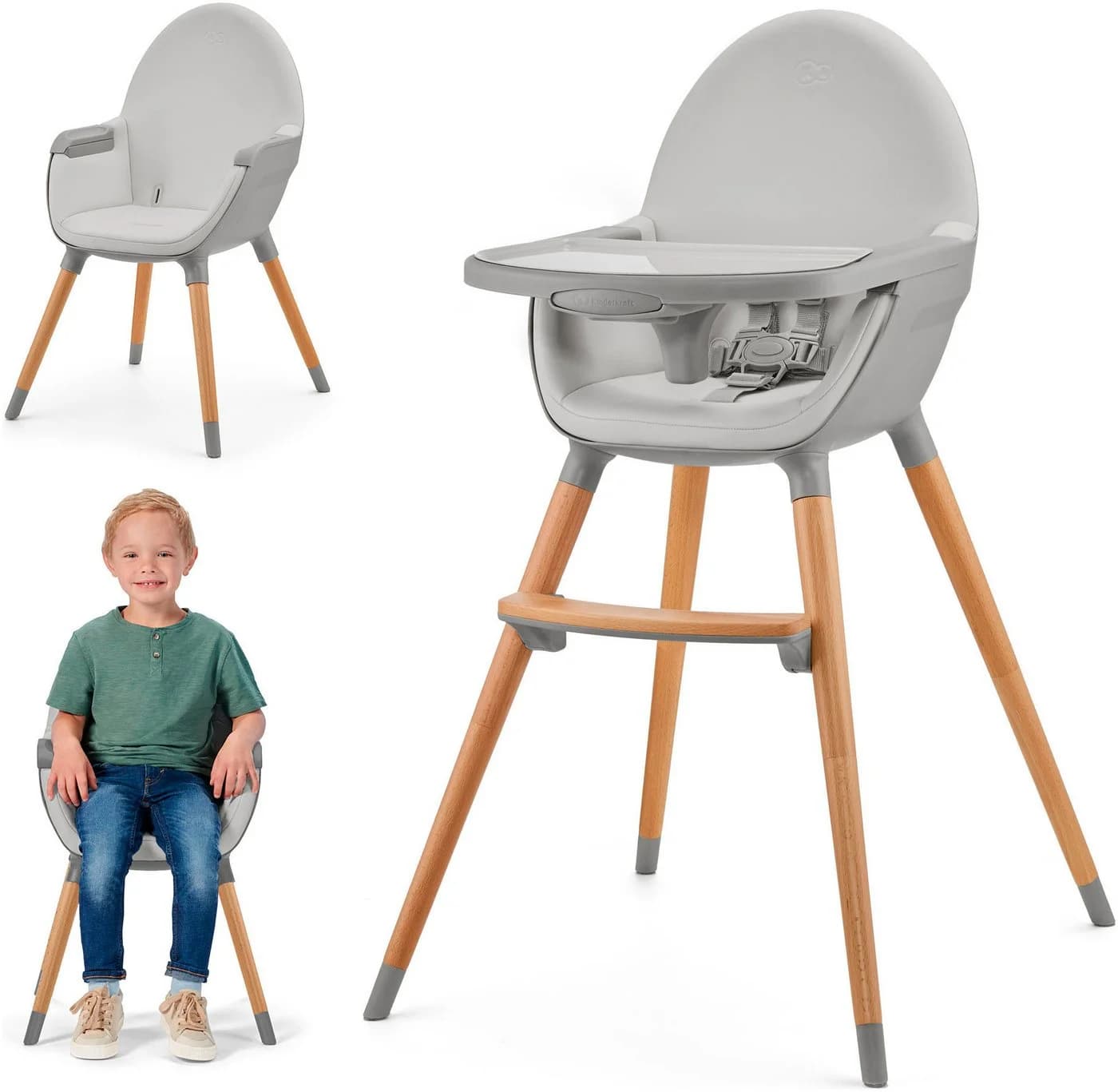 KINDERKRAFT FINI 2 Hochstuhl Grau 2-in-1