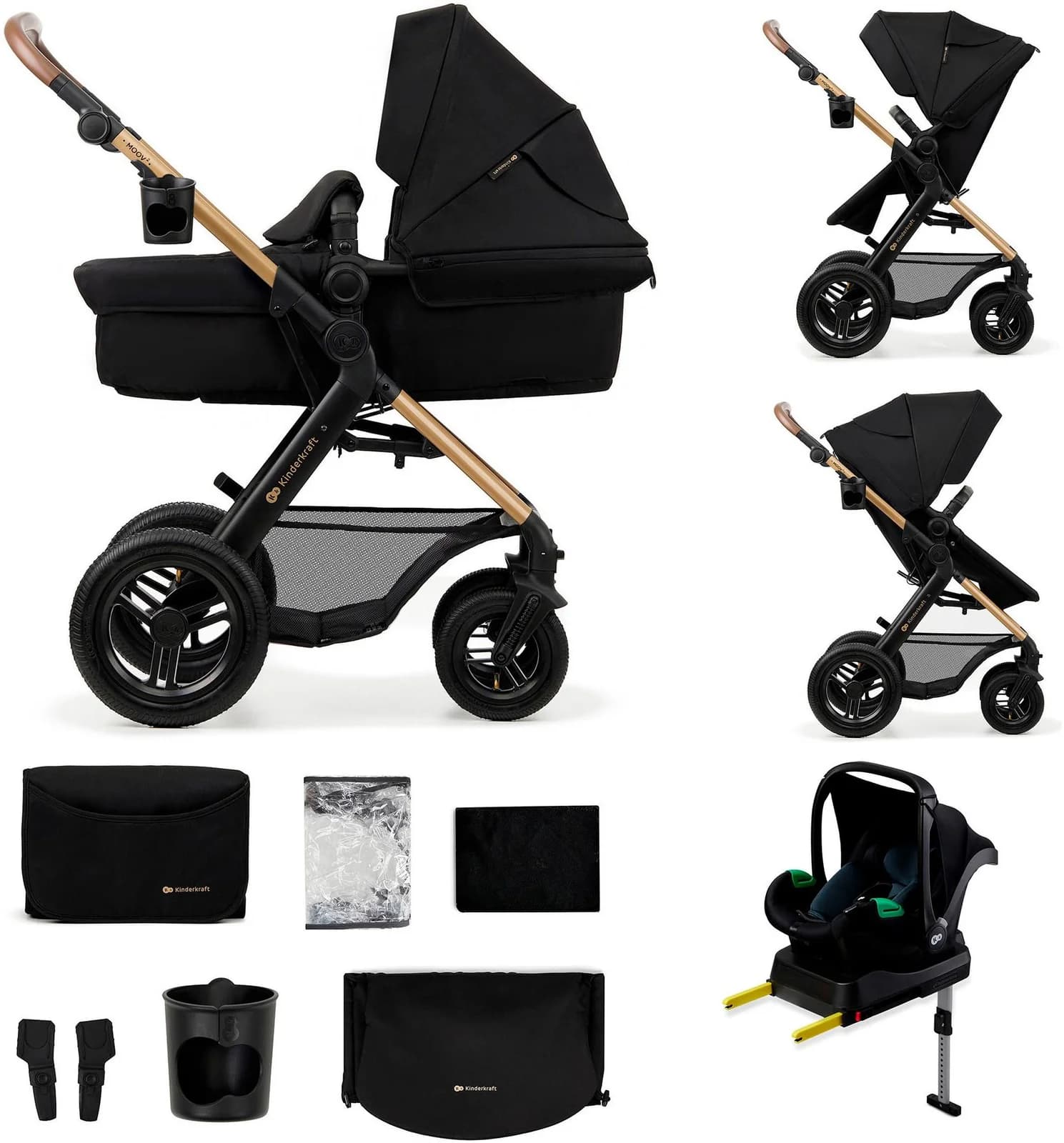 KINDERKRAFT MOOV 2 4in1 AIR Kinderwagen Schwarz