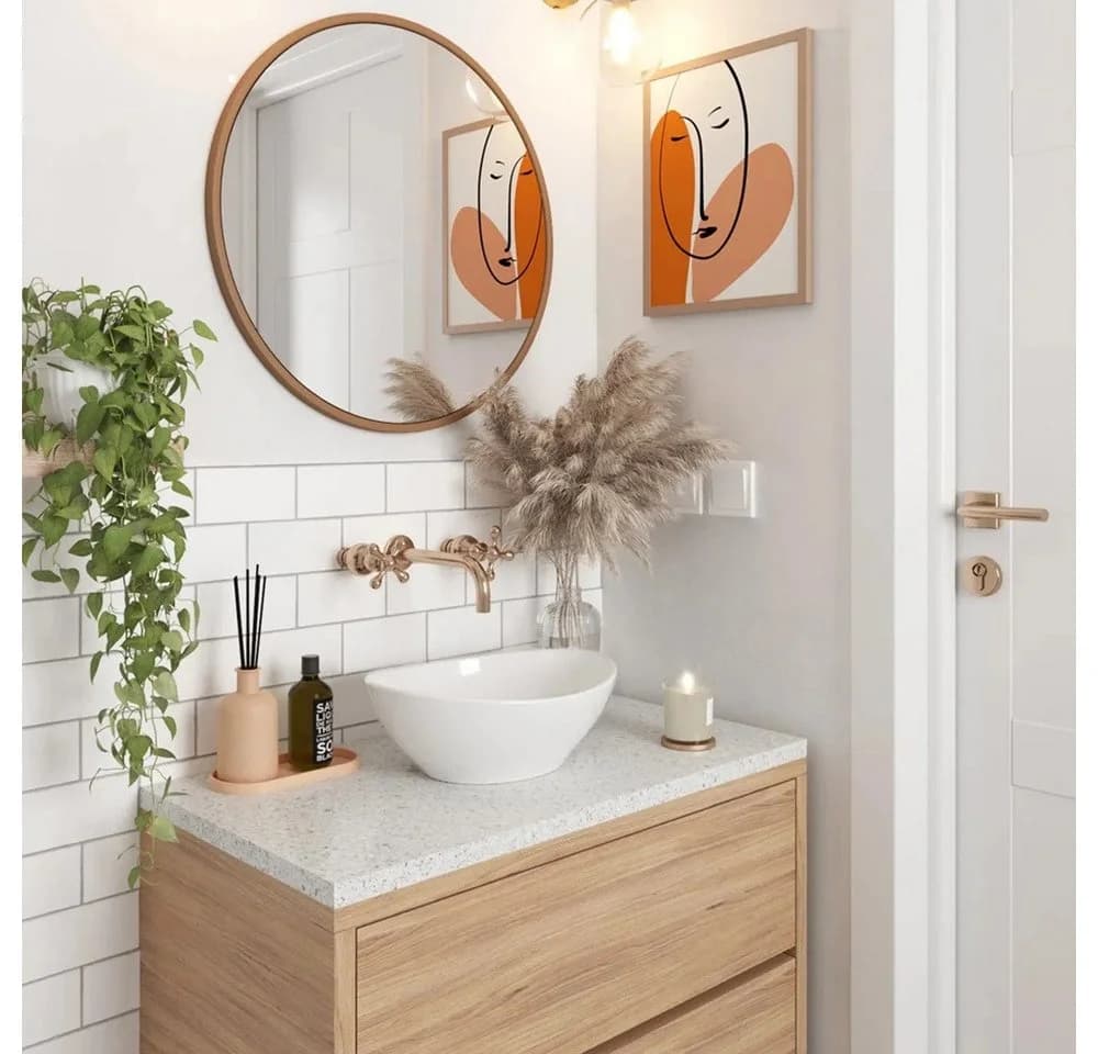 wohnwerk.idee Aufsatzwaschbecken Keramik Weiß Oval
