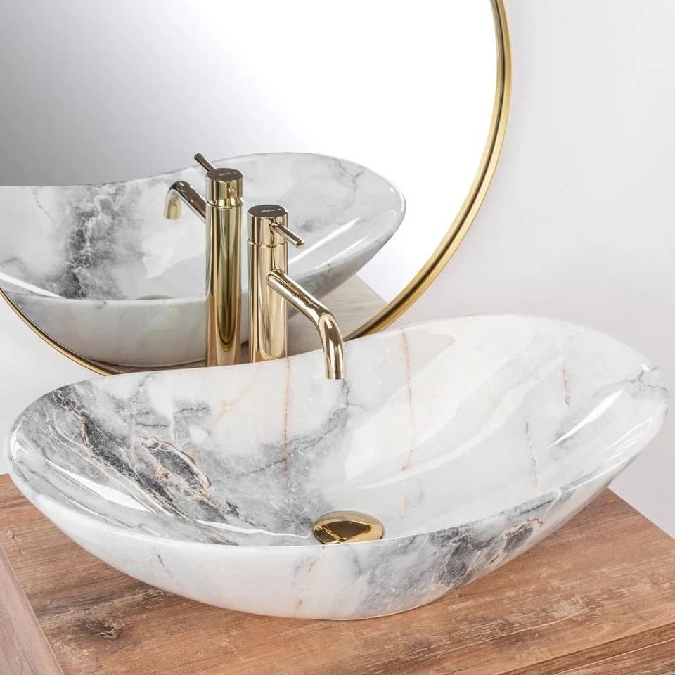 wohnwerk.idee Aufsatzwaschbecken Royal Granit Keramik Grau
