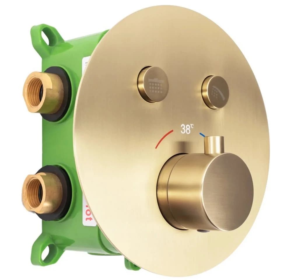 wohnwerk.idee Duschsystem Unterputz Thermostat Regendusche Gold Matt