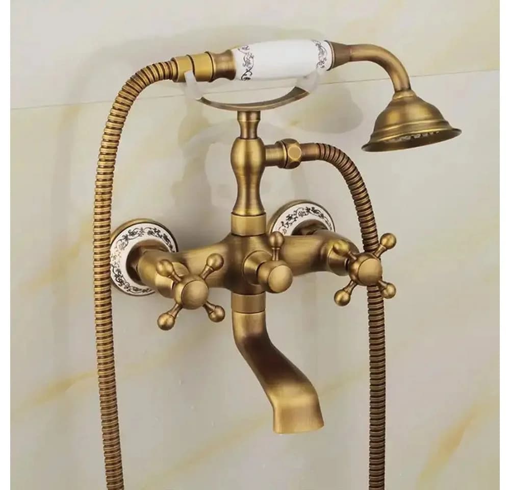 wohnwerk.idee Badewannenarmatur Vintage Matt Gold Gebürstet