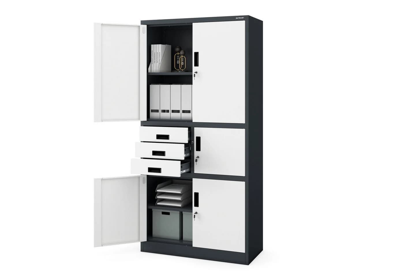 Jan Nowak Aktenschrank Stahl mit Tresor 90 cm Anthrazit-Weiß
