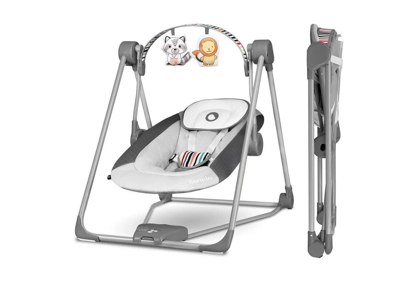 Lionelo Babyschaukel OTTO Grau mit Naturgeräuschen und 5 Geschwindigkeiten