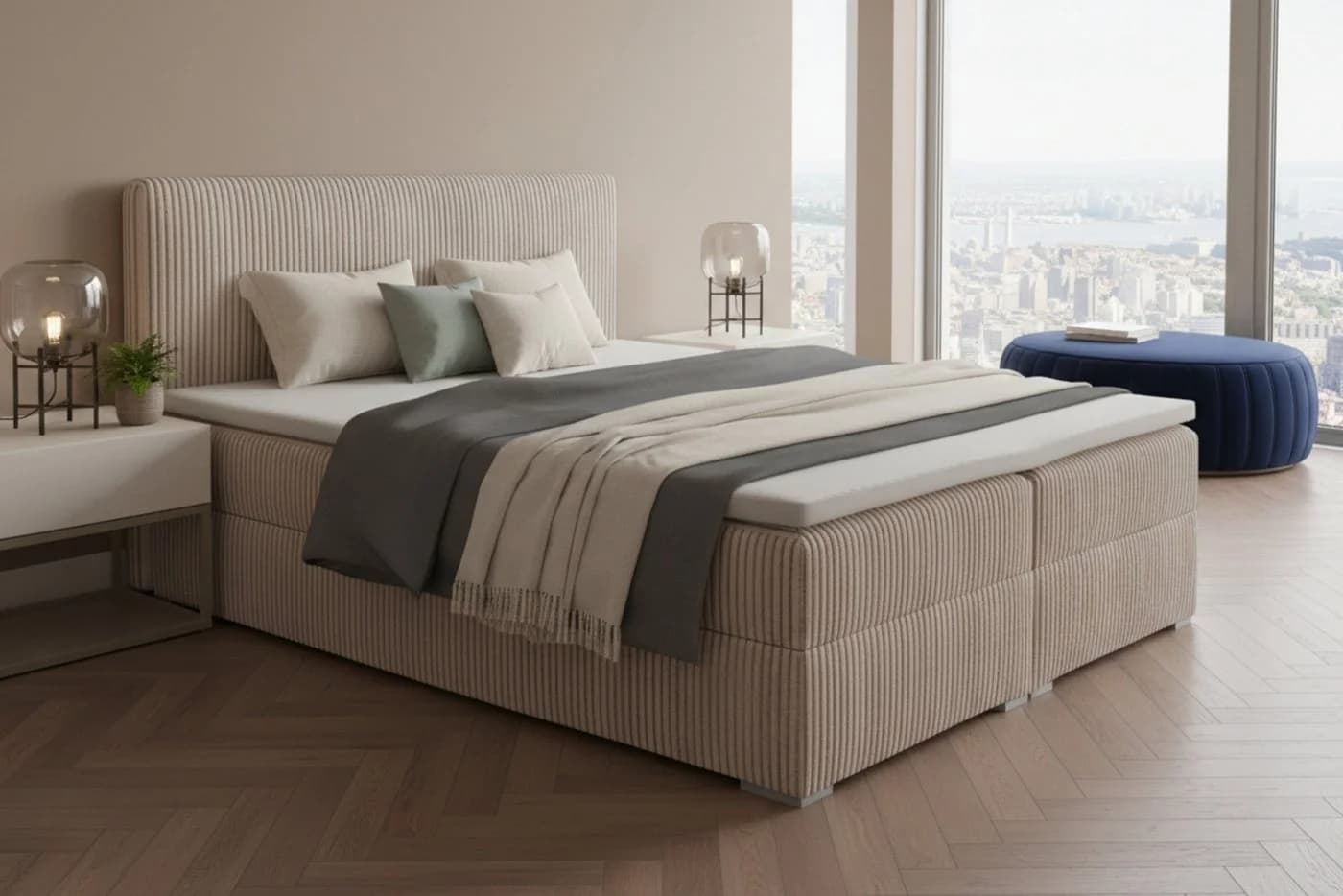 Deine Möbel 24 Boxspringbett LON IV mit Bettkasten & Topper