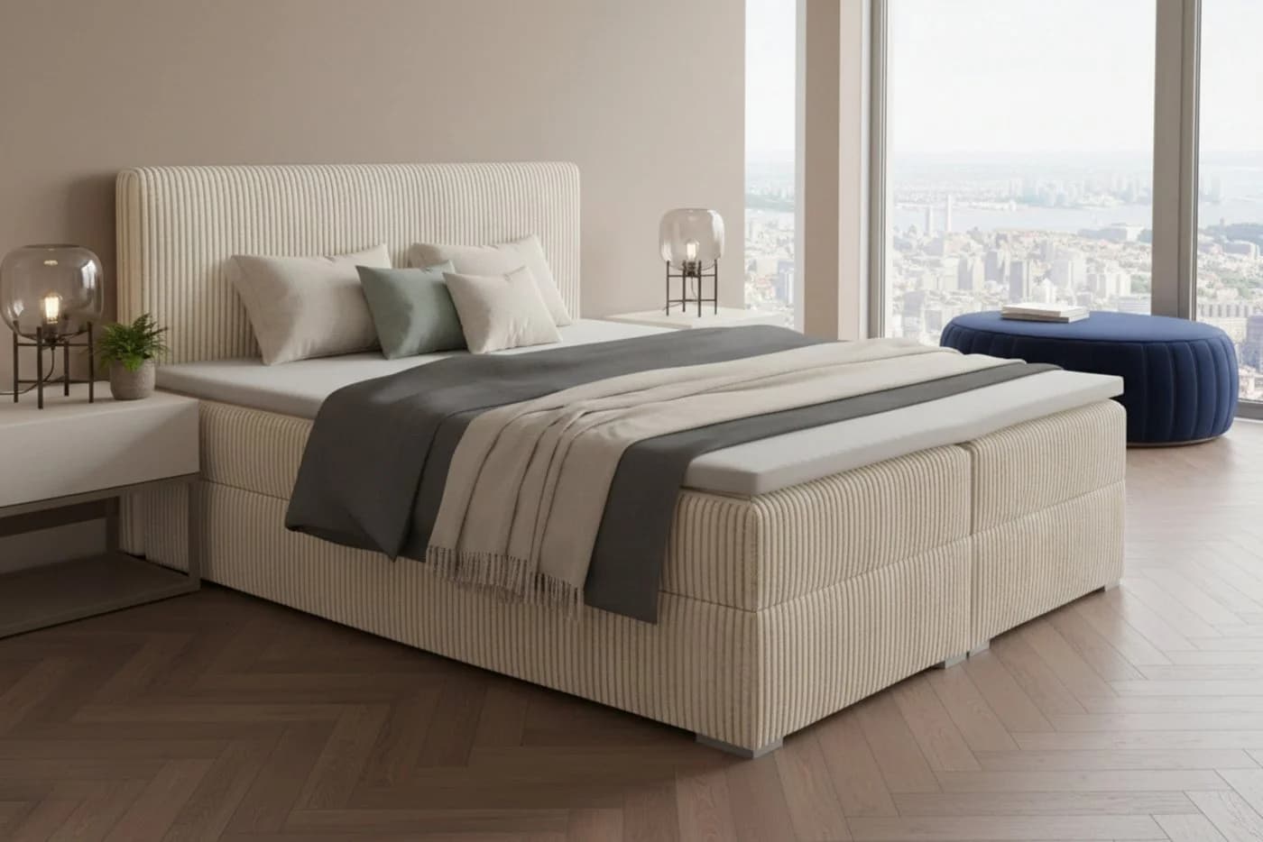 Deine Möbel 24 Boxspringbett LON IV mit Bettkasten und Topper