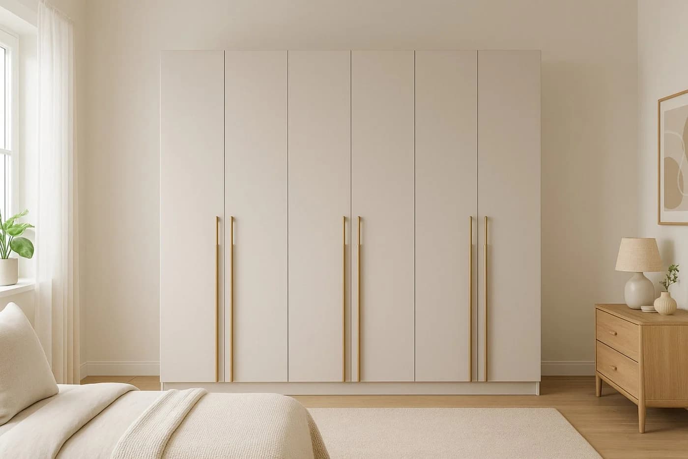 Deine Möbel 24 Kleiderschrank MIRELO 6-türig mit goldenen Griffen
