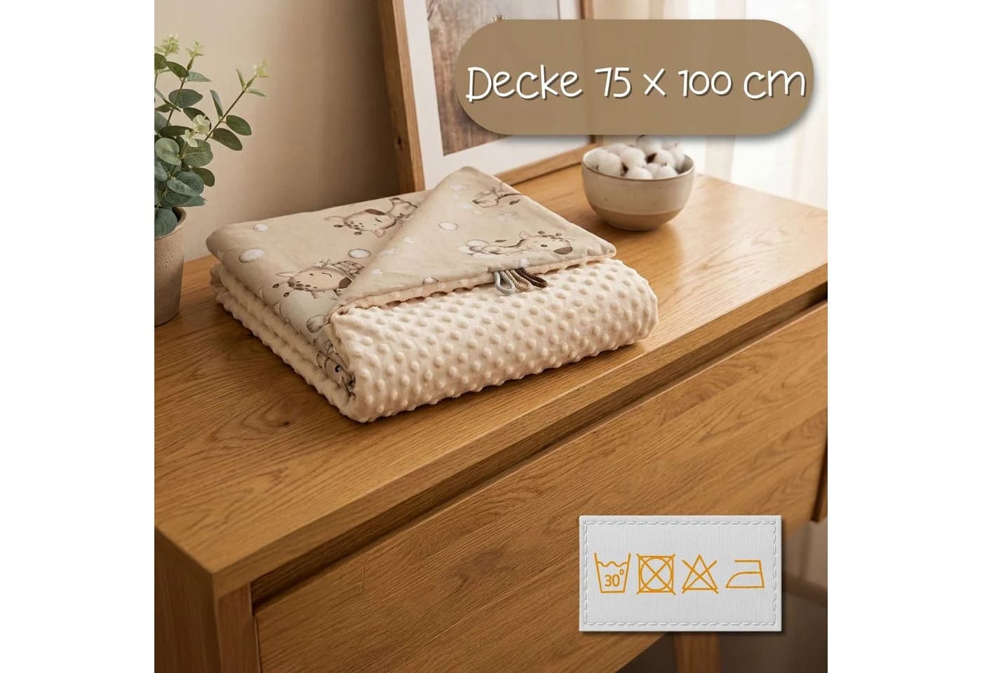 Totsy Baby Babydecke Kuscheldecke Baumwolle Plüsch Beige