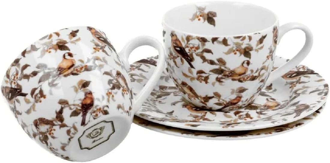 Duo-Gift Espressotassen-Set 2-tlg. mit Untertassen Porzellan Vogel-Motiv