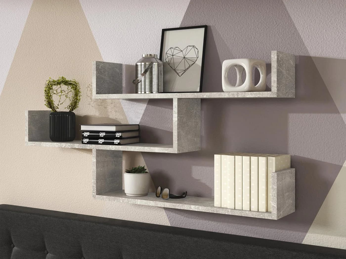 MIRJAN24 Wandregal Trio Grau Hängeregal mit Haken