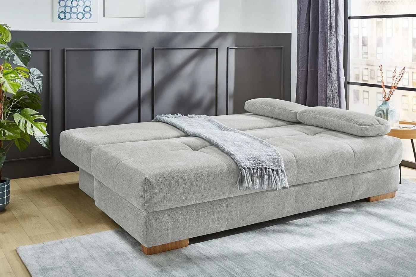 Jockenhöfer Schlafsofa Calli Grau mit Bettfunktion und Bettkasten