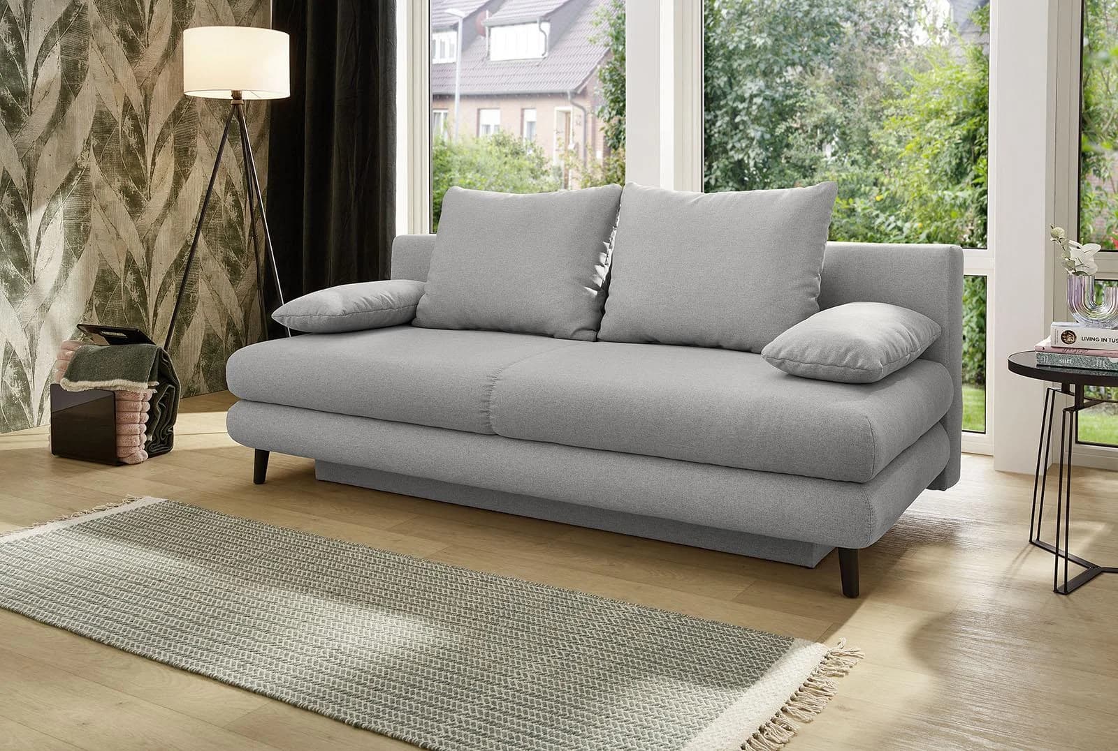 Jockenhöfer Schlafsofa Per Hellgrau mit Bettfunktion & Stauraum