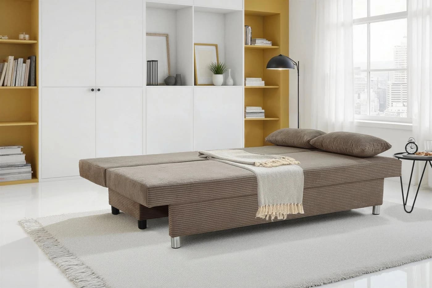 Jockenhöfer Gruppe Schlafsofa Braun Cord mit Bettkasten