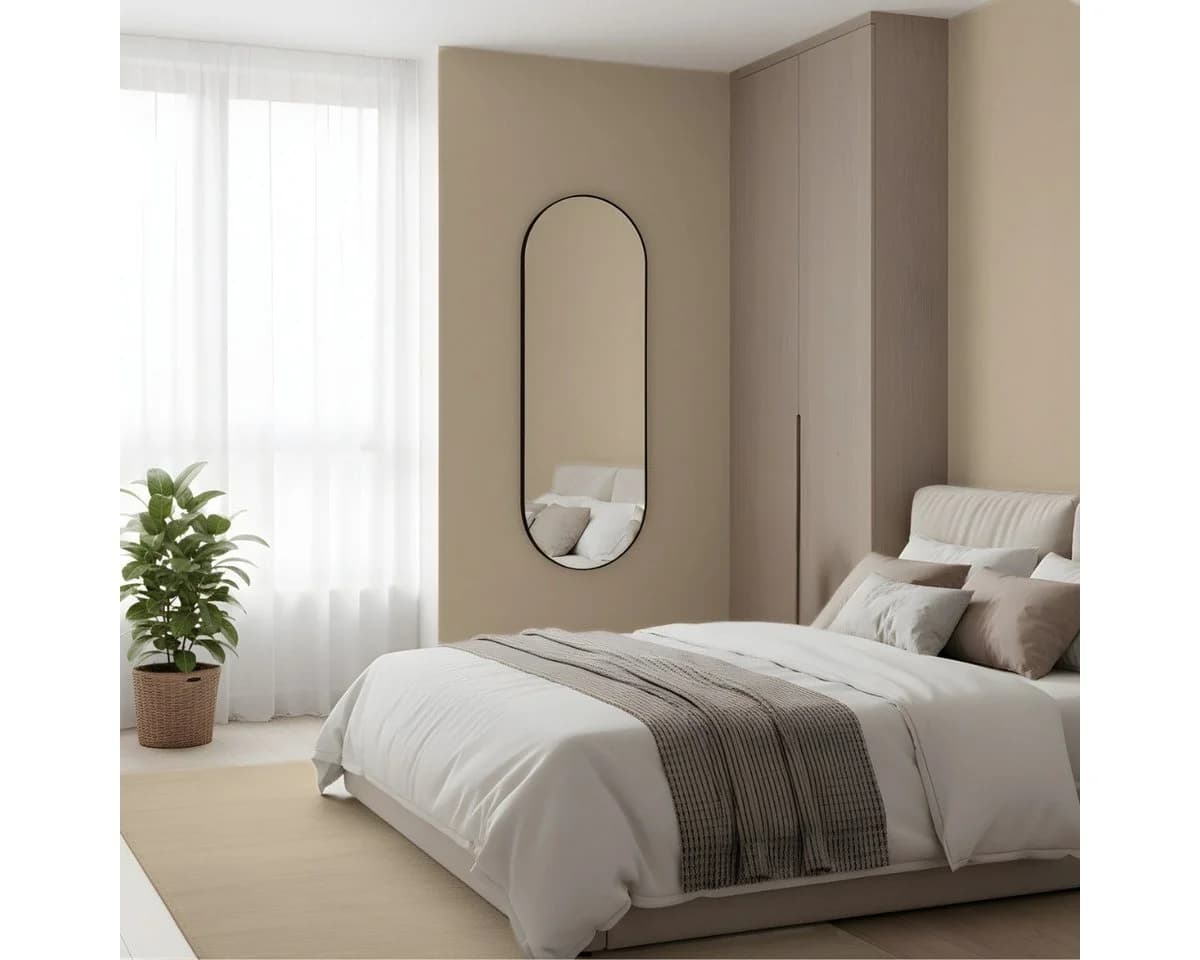 EDAXO Wandspiegel Oval 80x30 cm Metallrahmen Splitterschutzfolie