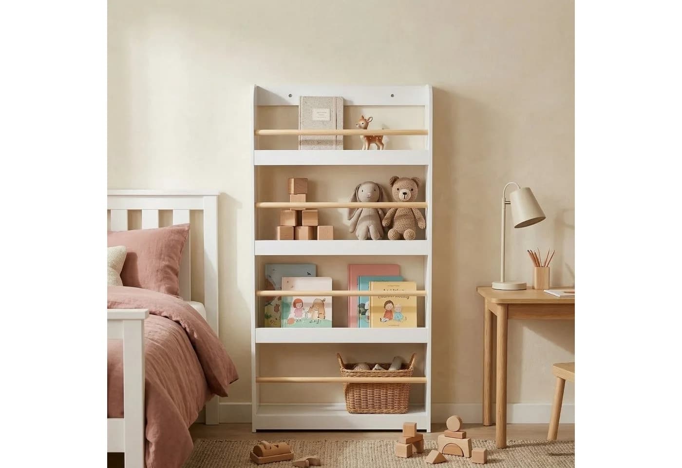 EDAXO Kinderregal TENO mit Bambusstäben Weiß