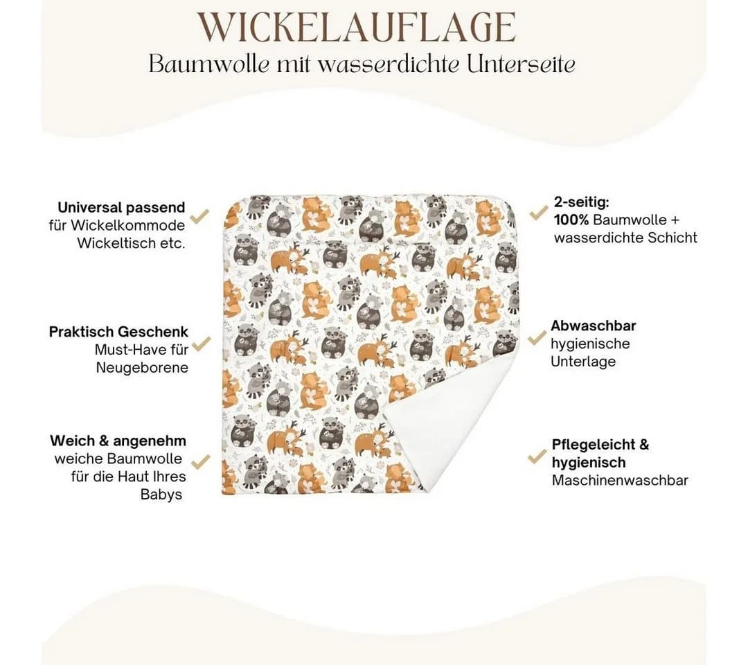 BABEES Wickelauflage 75x75 cm Baumwolle Regenbogen