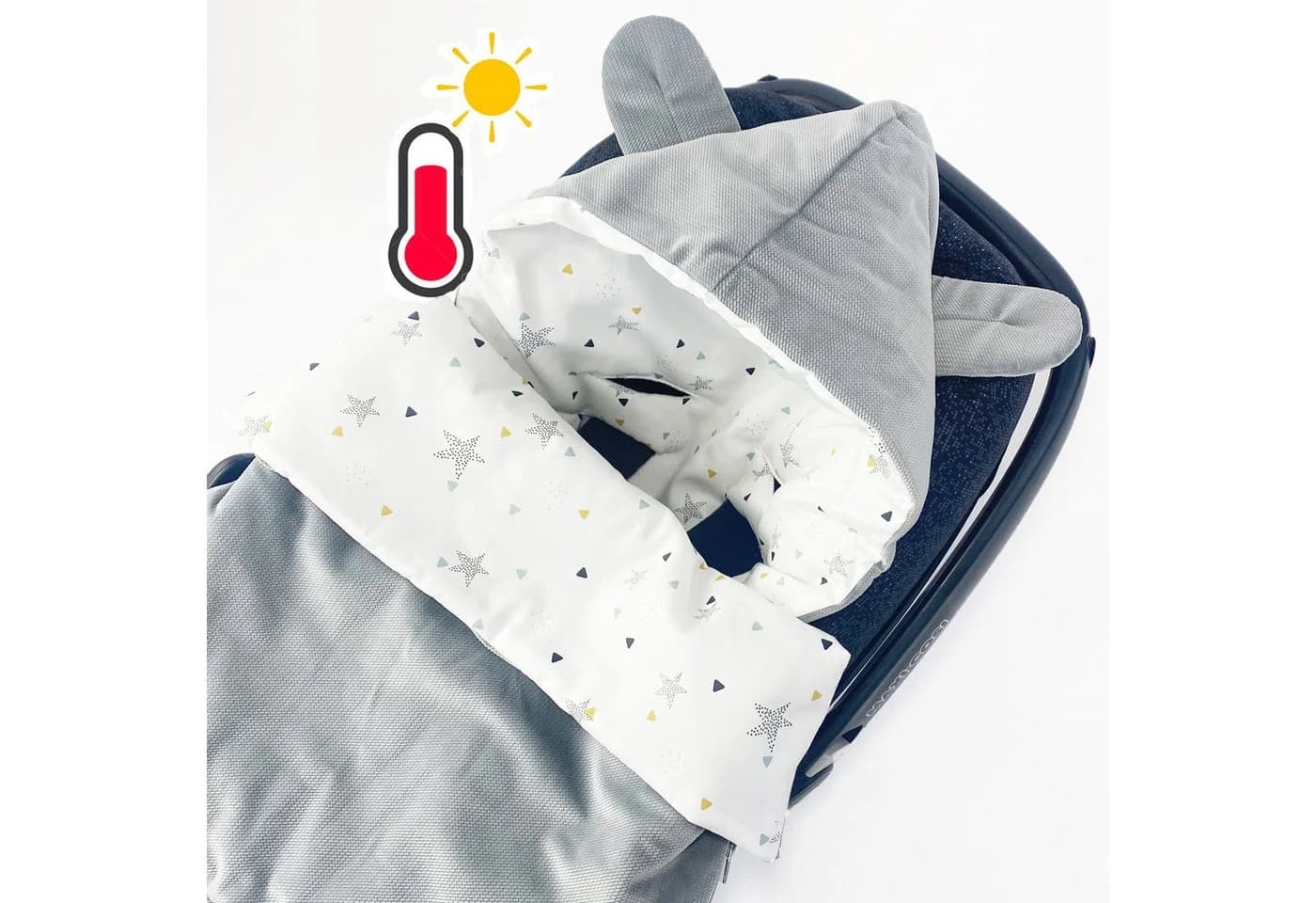 BABEES Einschlagdecke Baby Schlafsack 3in1 Grau Leicht Wattiert