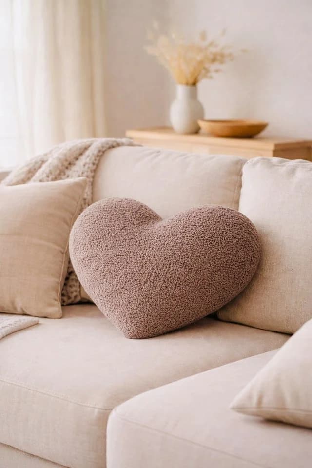 BABEES Wolkenkissen Bouclé Kuschelkissen Herz Wolke