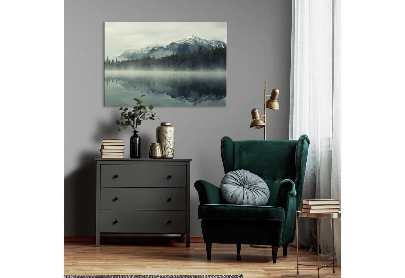 Wallarena Leinwandbild Wald Nebel Berge Natur XXL Wandbild