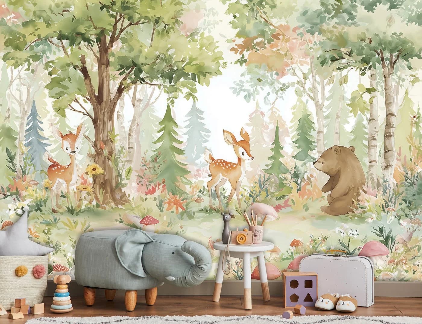 WALLARENA Fototapete Wald Tiere Bunt Vlies Kinderzimmer