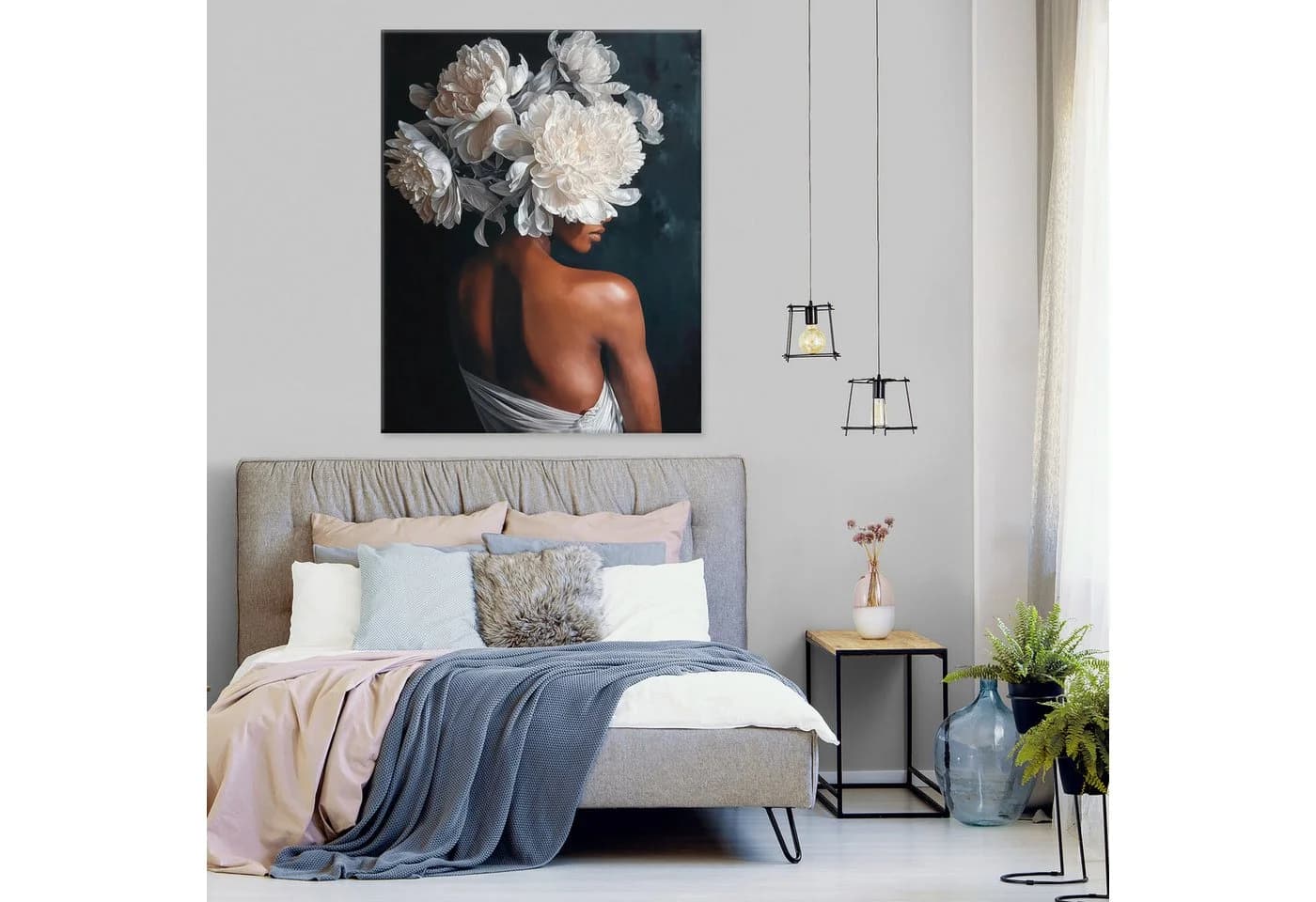 Wallarena Leinwandbild Frau Blumen Abstrakt Modern XXL Wandbild