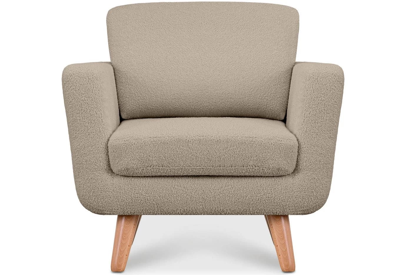 KONSIMO Sessel TAGIO Beige/Grau Skandi-Stil Massivholz
