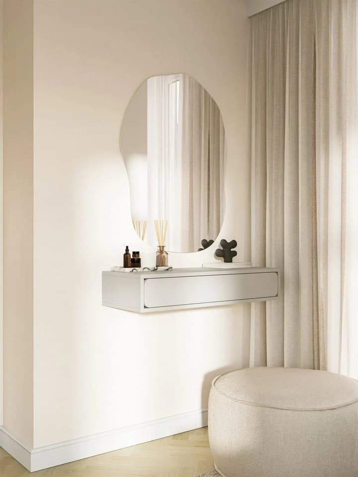 Selsey Konsolentisch WUWU Hängekonsole mit Schublade Graubeige Modern
