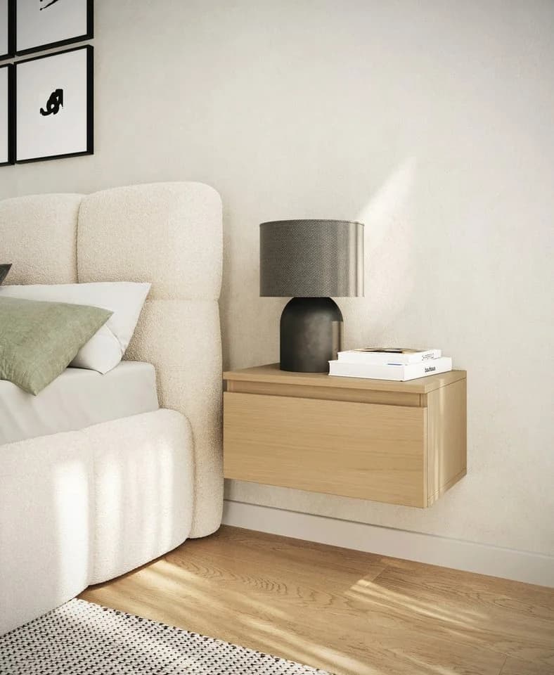 Selsey Wandnachttisch BEMMI Matt Beige mit Schublade
