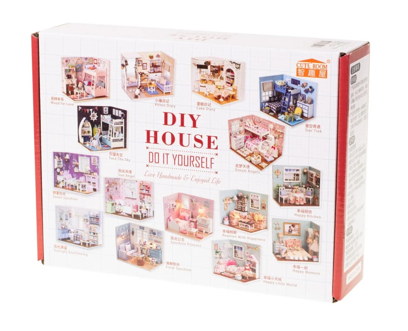 LA CUTE Puppenhaus DIY Holz Miniatur Set mit Möbeln und LED Beleuchtung