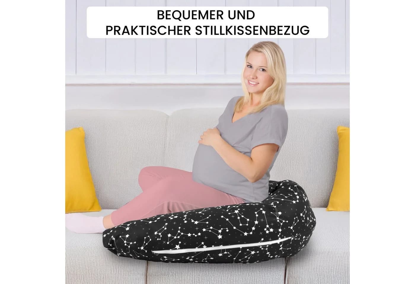 Amilian Stillkissenbezug 170 cm 100% Baumwolle Schwarz
