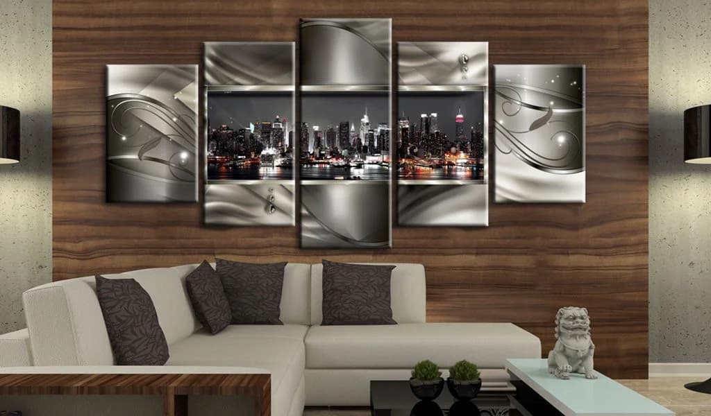 Artgeist Wandbild Night in New York II Grau Silber Leinwand