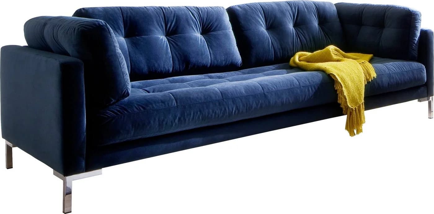 TRENDS BY HG Landau 3-Sitzer Sofa Blau Microvelours