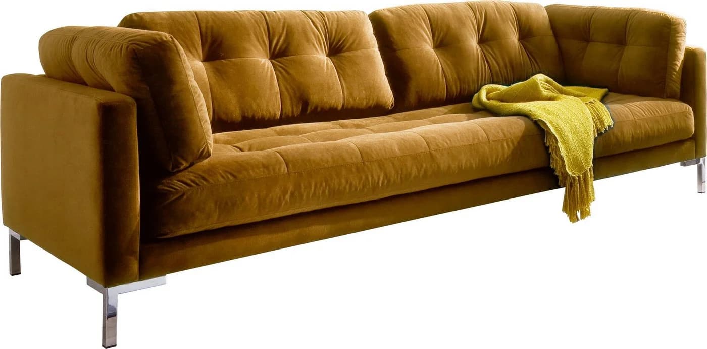 Trends by HG Sofa Landau 3-Sitzer Braun Messing Microvelours