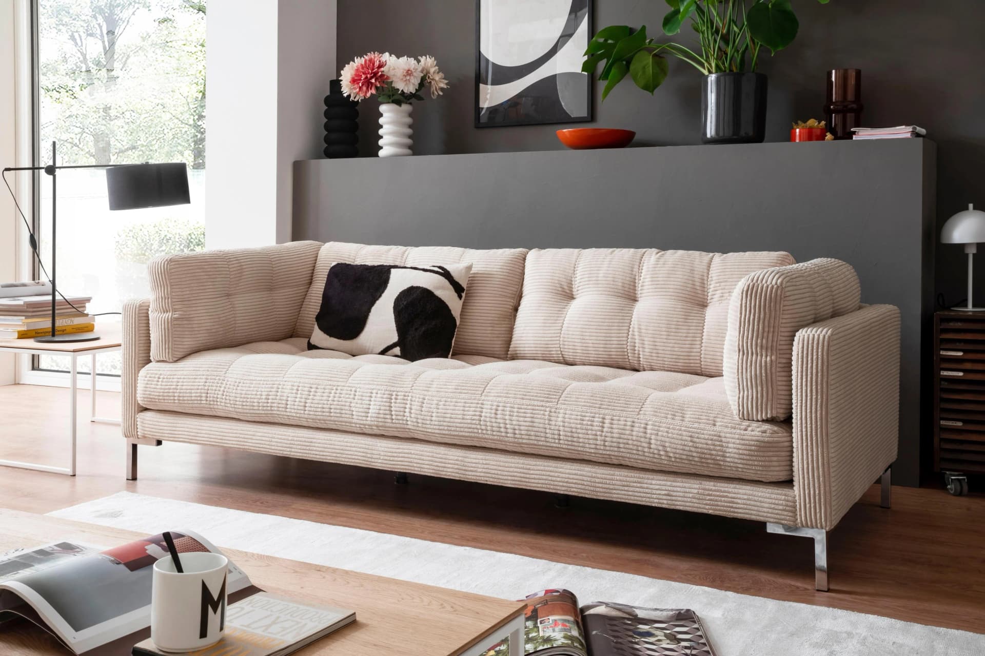 TRENDS BY HG Landau 3-Sitzer Sofa Beige Cord