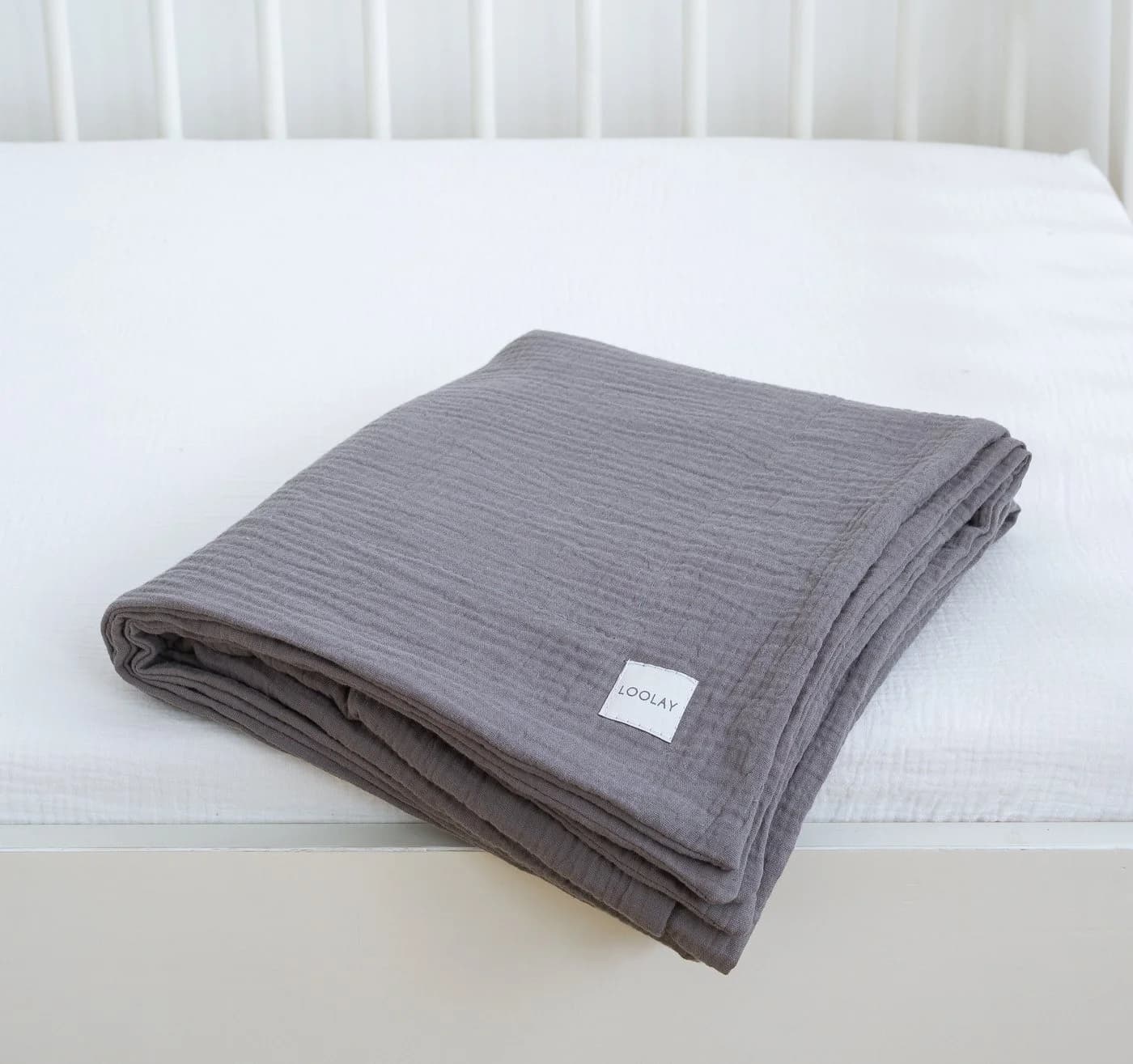 Loolay Zweilagige Musselin Tagesdecke Grau Baumwolle