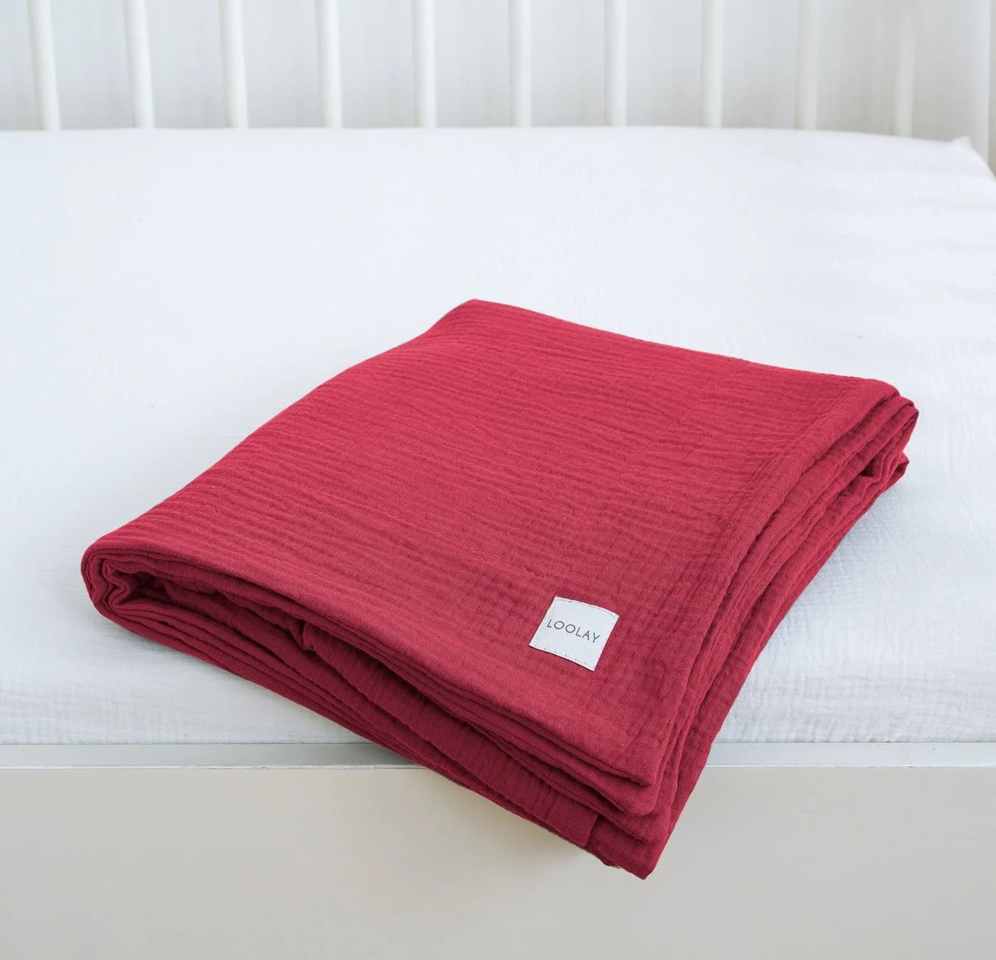 Loolay Zweilagige Musselin Tagesdecke 100% Baumwolle Rot