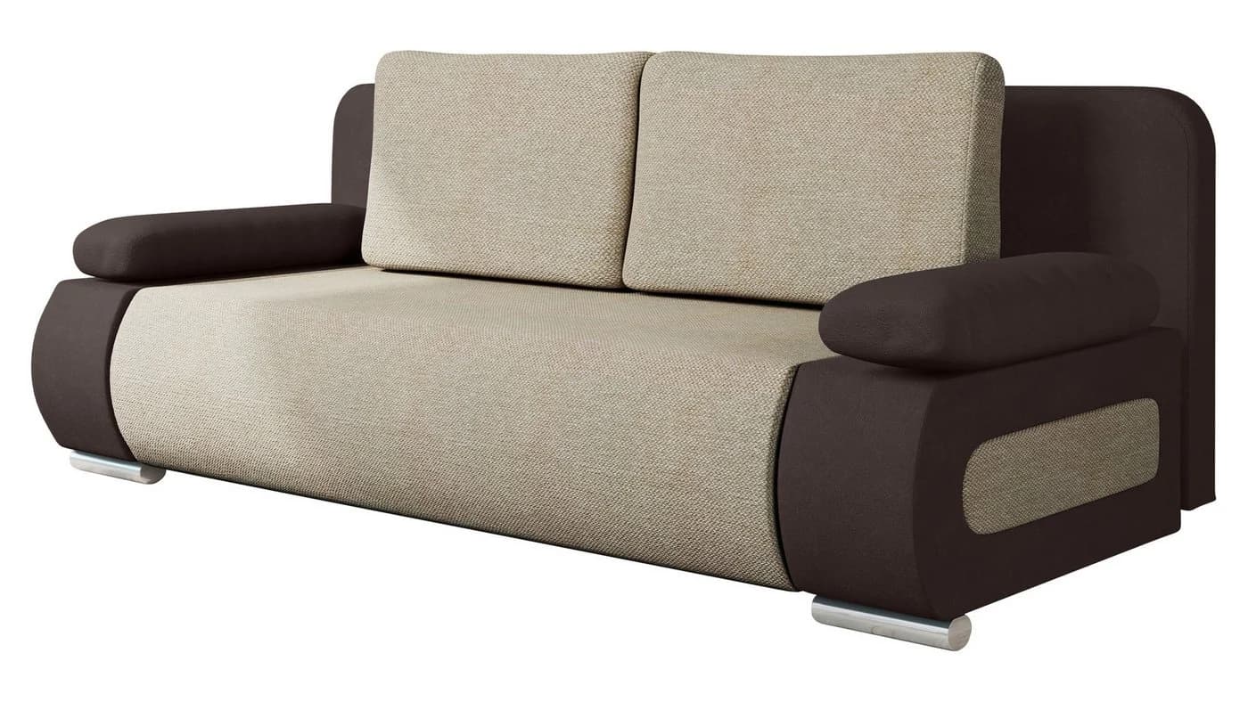 MIRJAN24 Schlafsofa Emma Beige 3-Sitzer mit Schlaffunktion und Bettkasten