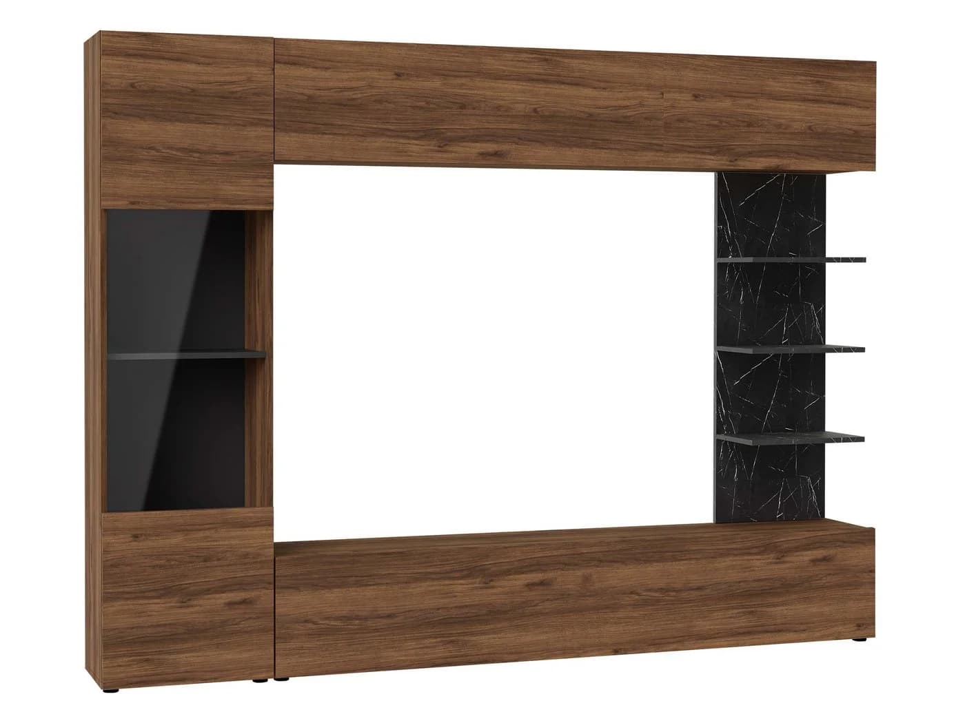 MIRJAN24 Wohnwand Lazando Komplett-Set mit Hängeschrank, Vitrine, TV-Lowboard und Wandregal