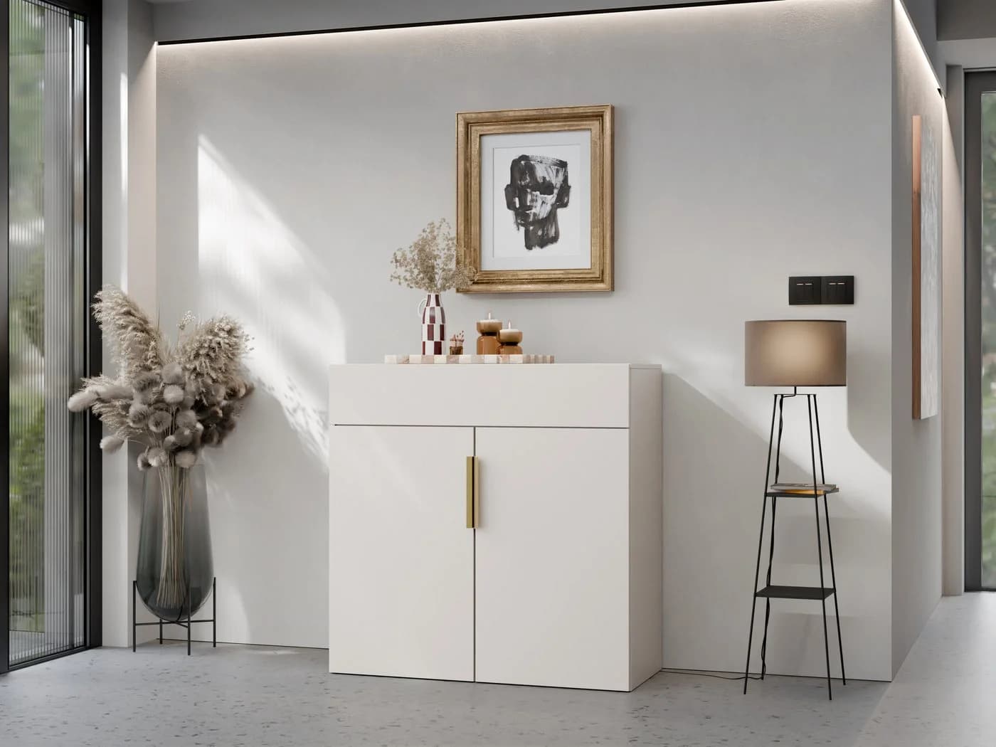 MIRJAN24 Kommode Kerkin 2D1S mit Goldgriffen