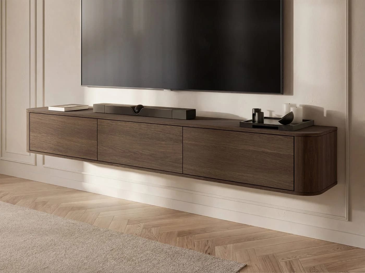MIRJAN24 TV-Schrank Hange 200 cm Braun Laminat Push-to-Open