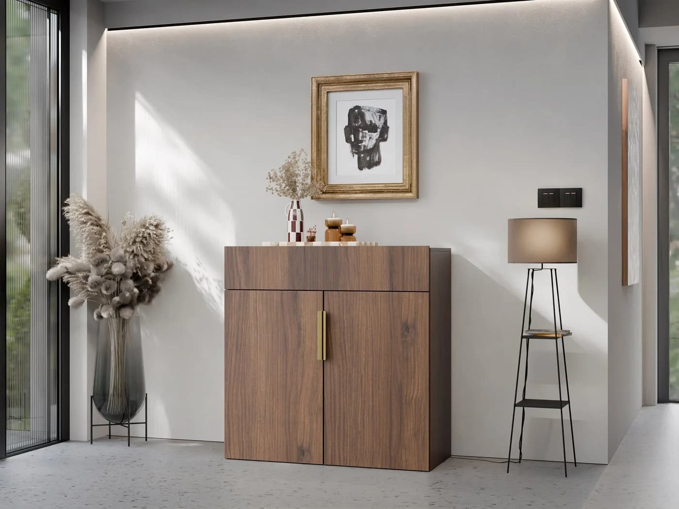 MIRJAN24 Kommode Kerkin 2D1S mit Goldgriffen