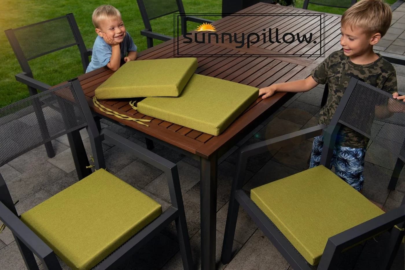 sunnypillow Stuhlkissen 4er Set Grün Modern