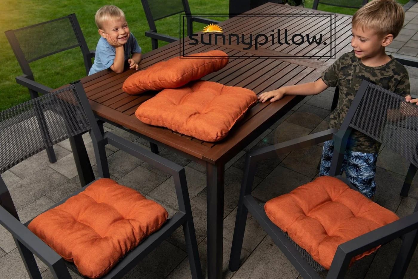 sunnypillow Stuhlkissen 4er Set Orange 40x40 cm 8cm Dicke