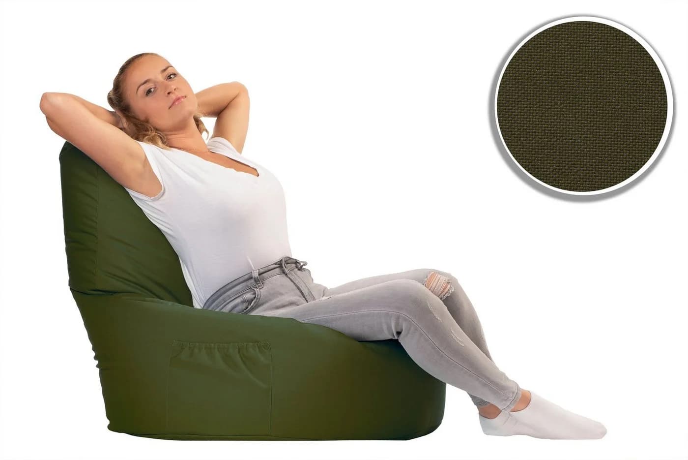 sunnypillow Gaming Sitzsack XXL Dunkelgrün mit Styropor-Füllung