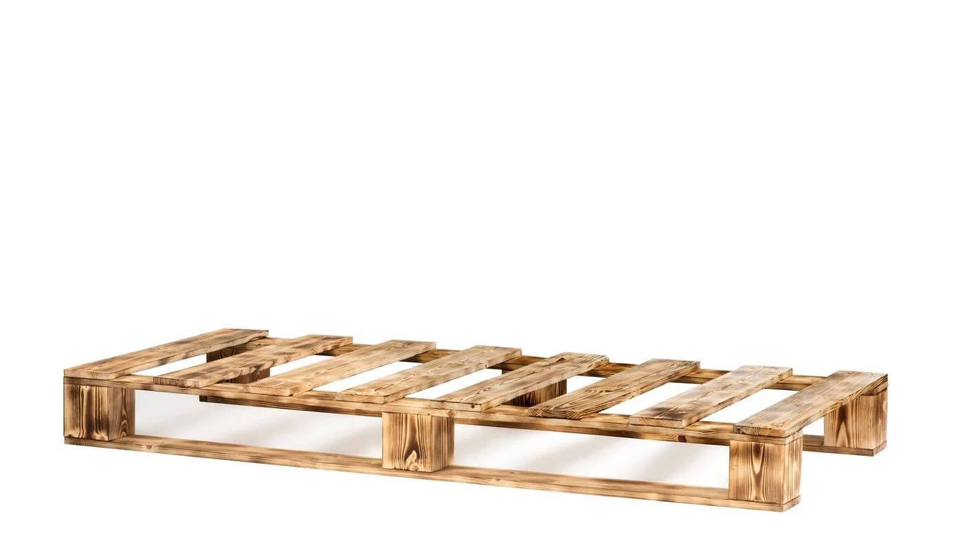 sunnypillow Palettenbett Massivholz 80x200 cm Geflammt