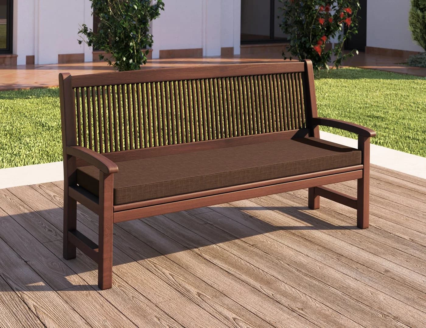 sunnypillow Bankauflage Braun Abnehmbarer Bezug Gartenbank